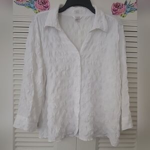 Christopher & Banks White Textured Button-Front Shirt